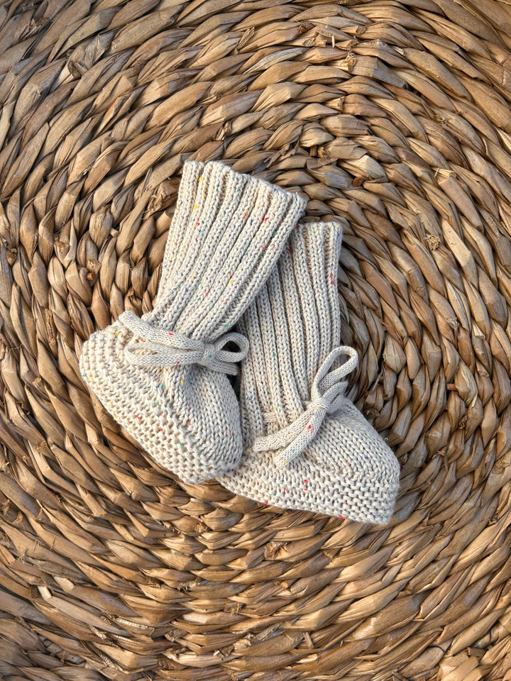 Sprinkle Knit Booties - Hazelnut