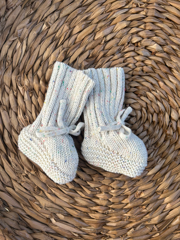 Sprinkle Knit Booties - Oat