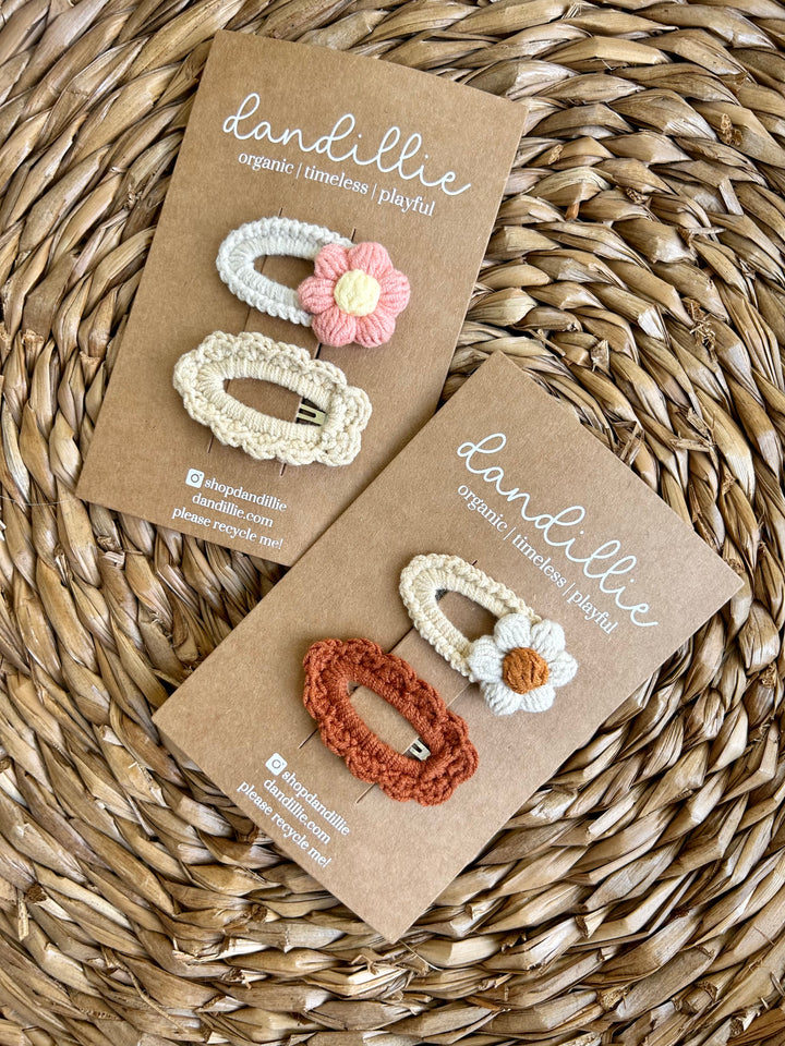 Crochet Hair Clips - Clay