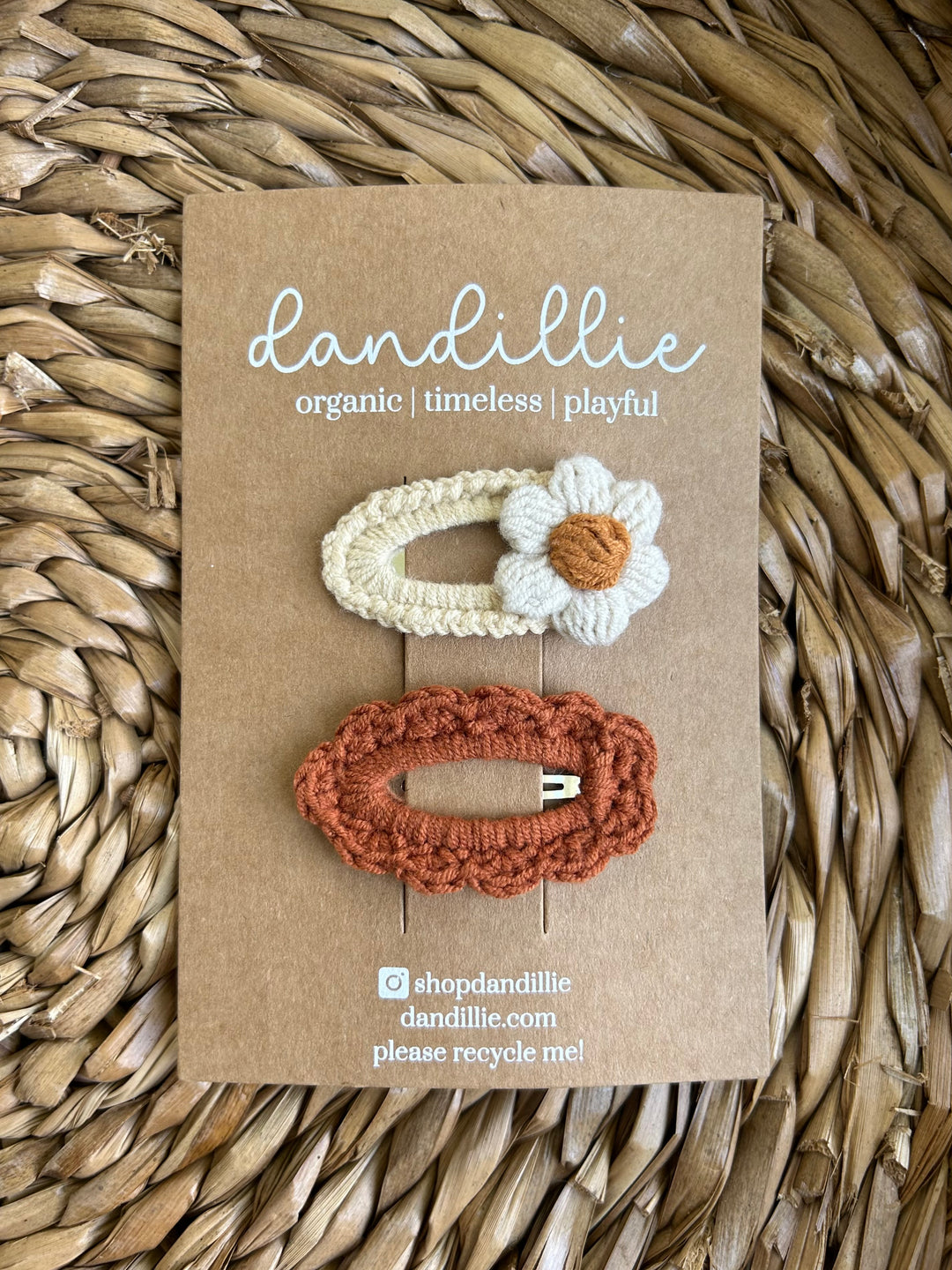 Crochet Hair Clips - Clay