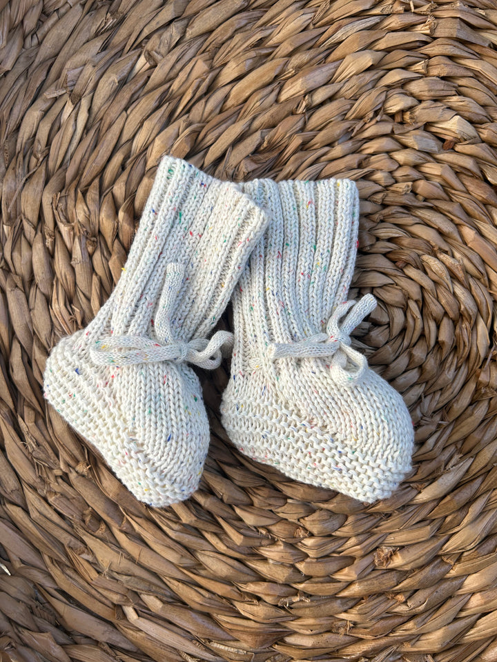 Sprinkle Knit Booties - Oat