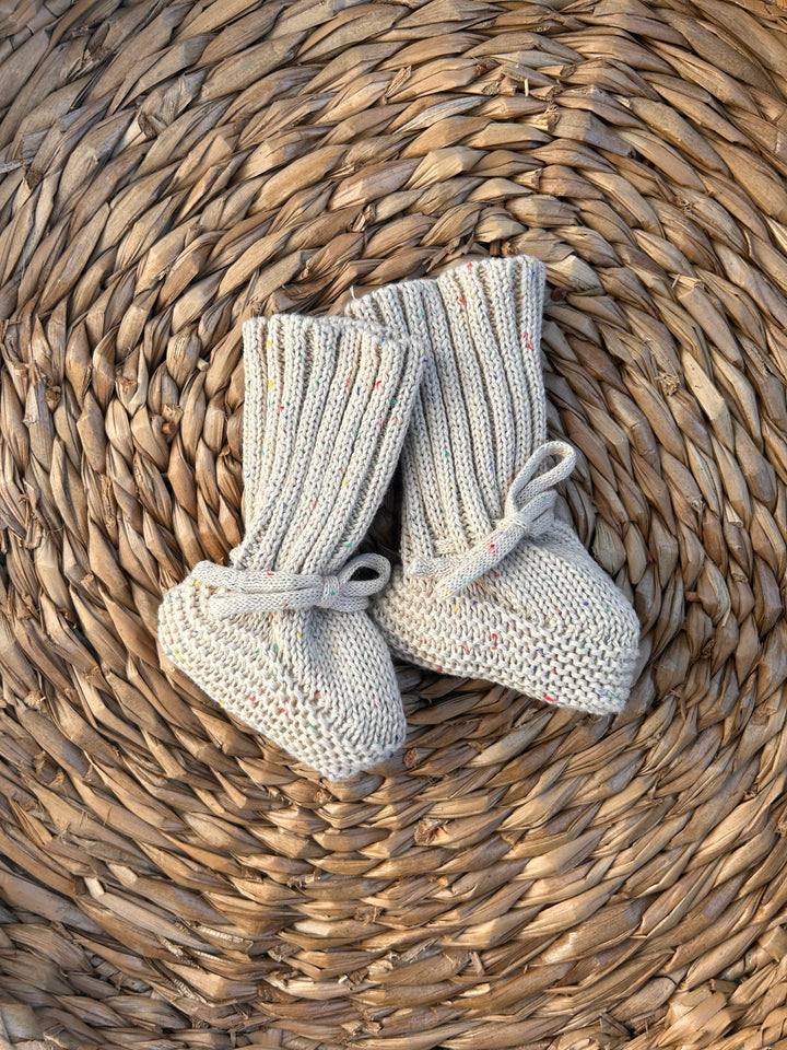 Sprinkle Knit Booties - Hazelnut