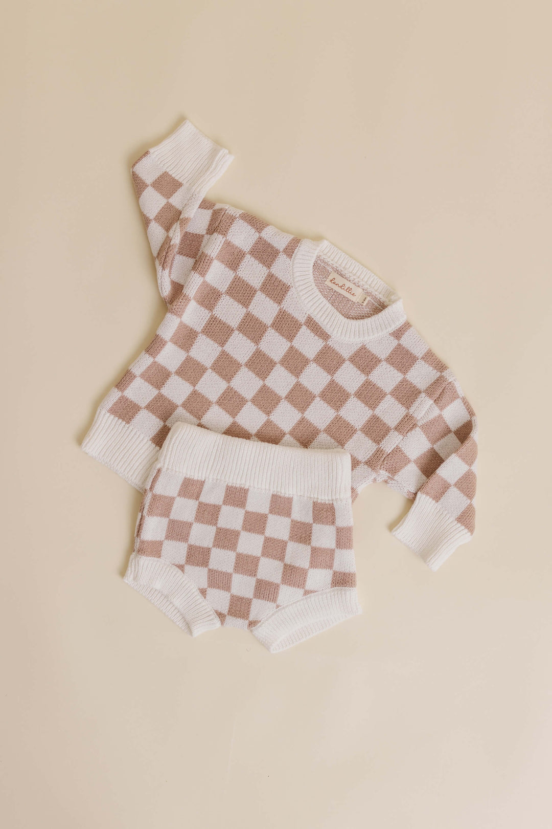 Checker Sweater Bloomer Knit Set Flat One