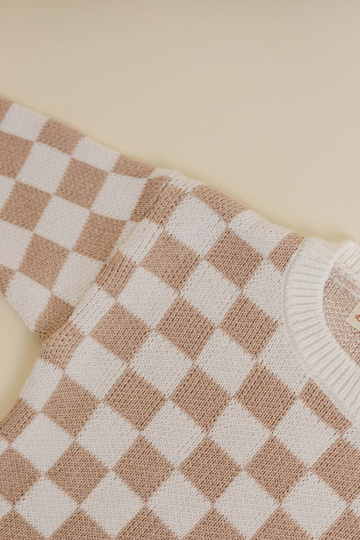 Checker Sweater Bloomer Knit Set Flat Ten