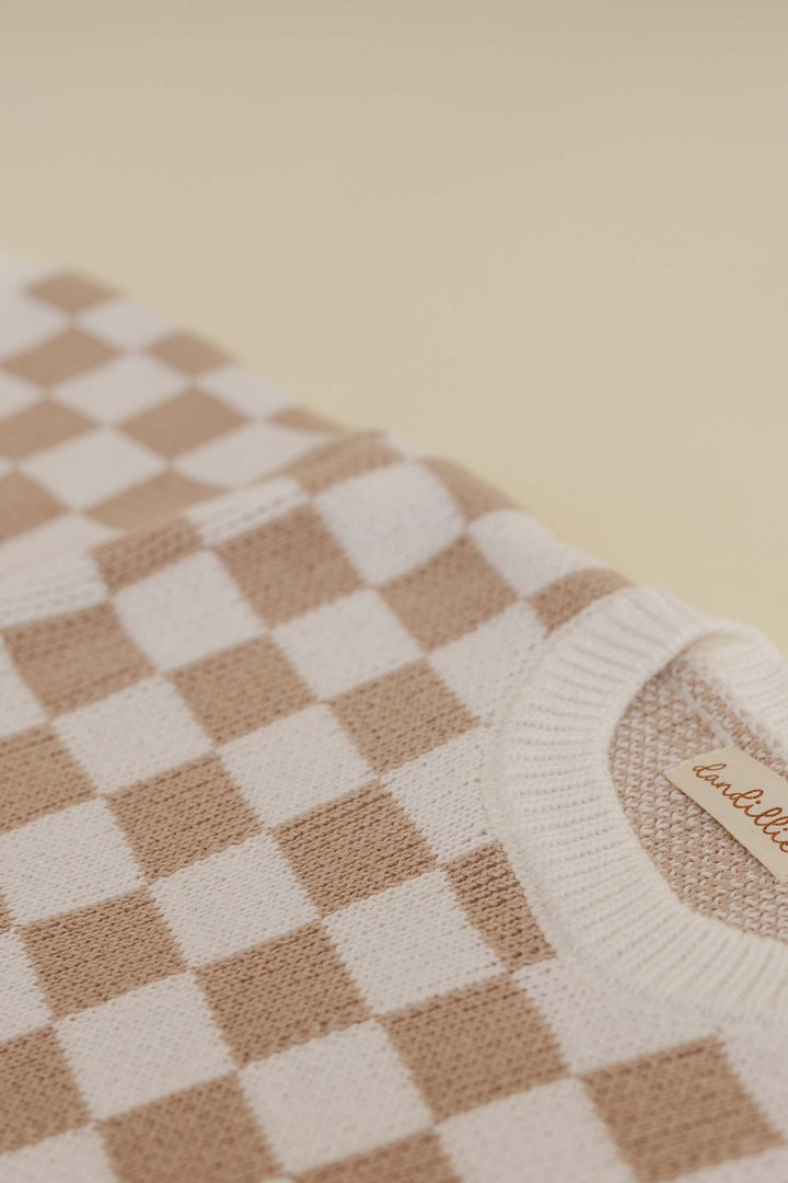 Checker Sweater Bloomer Knit Set Flat Three