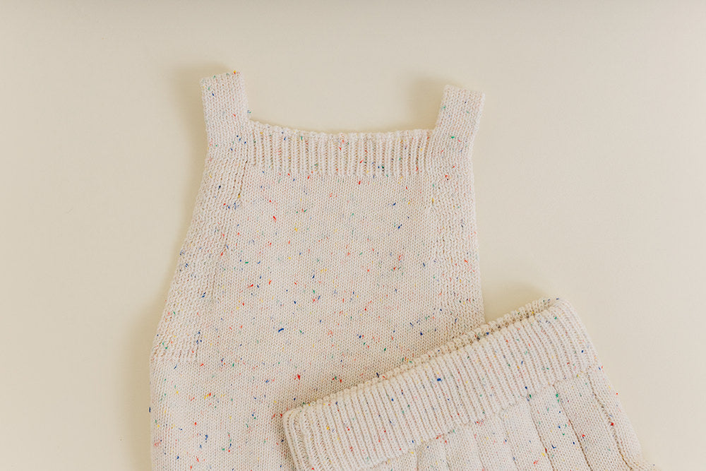 Sprinkle Knit Top and Bottom Bloomer Set Oat