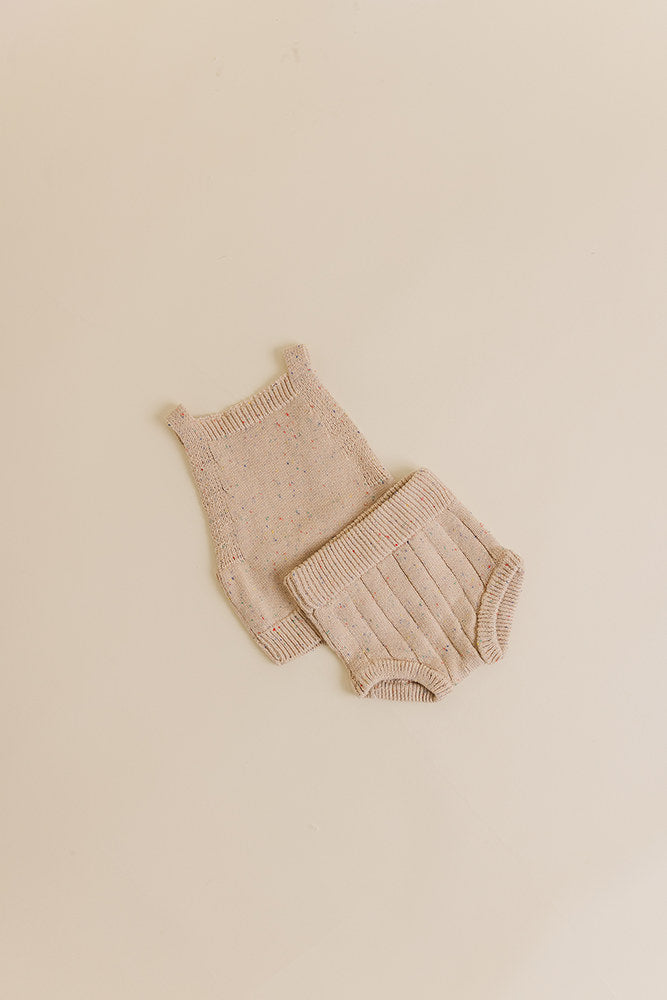 Sprinkle Knit Top & Bloomer Set - Hazelnut