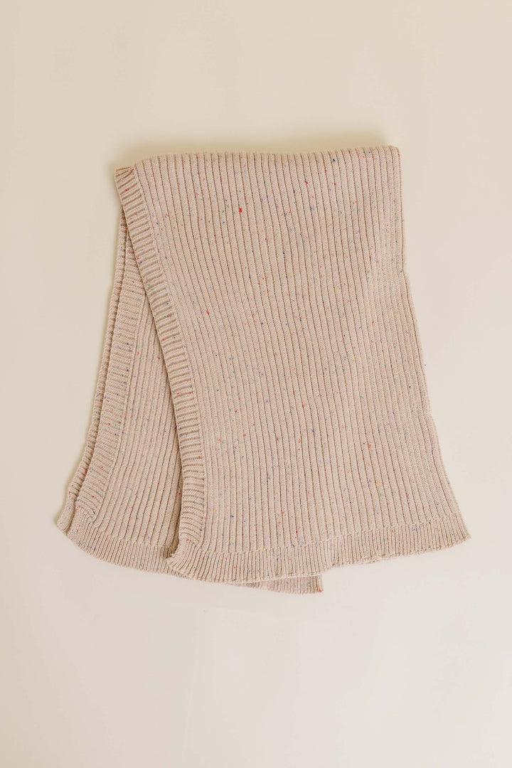 Sprinkle Knit Ribbed Blanket Hazelnut