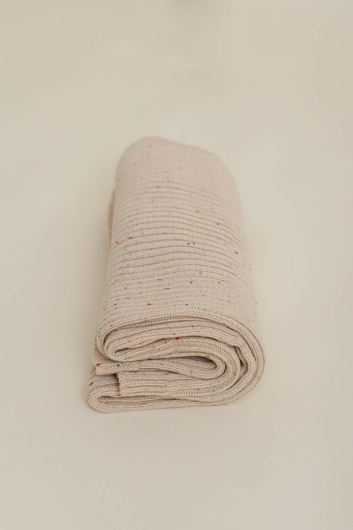 Sprinkle Knit Ribbed Blanket Hazelnut