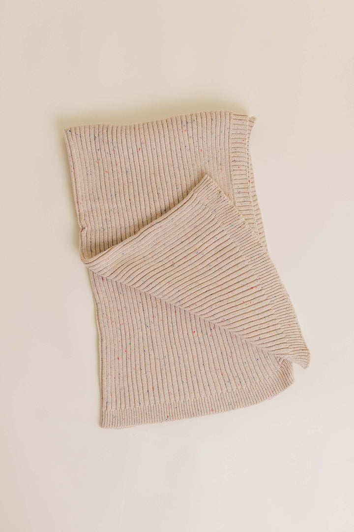 Sprinkle Knit Ribbed Blanket Hazelnut