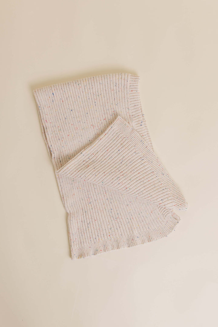 Sprinkle Knit Ribbed Blanket Oat