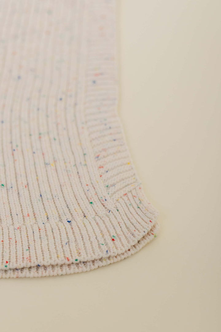 Sprinkle Knit Ribbed Blanket Oat