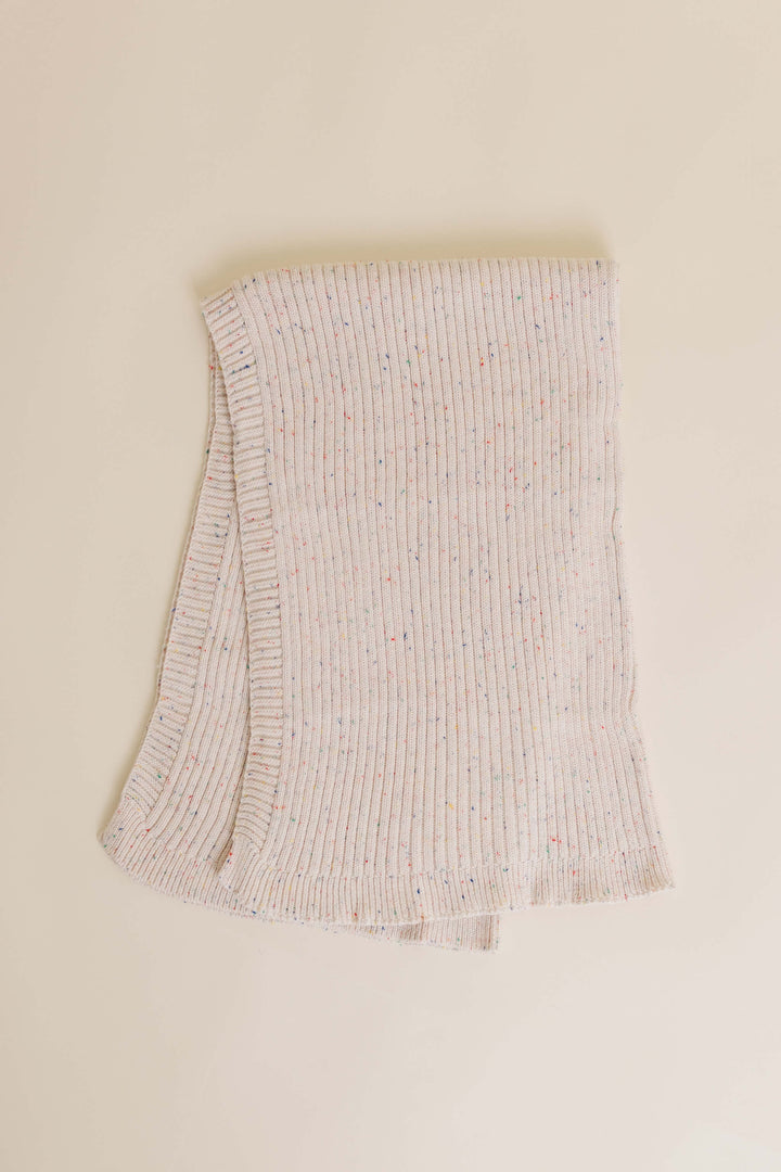 Sprinkle Knit Ribbed Blanket Oat