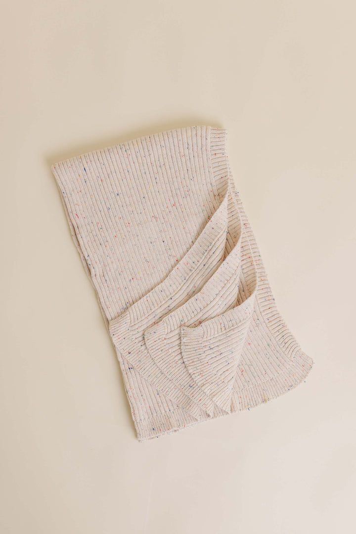 Sprinkle Knit Ribbed Blanket Oat