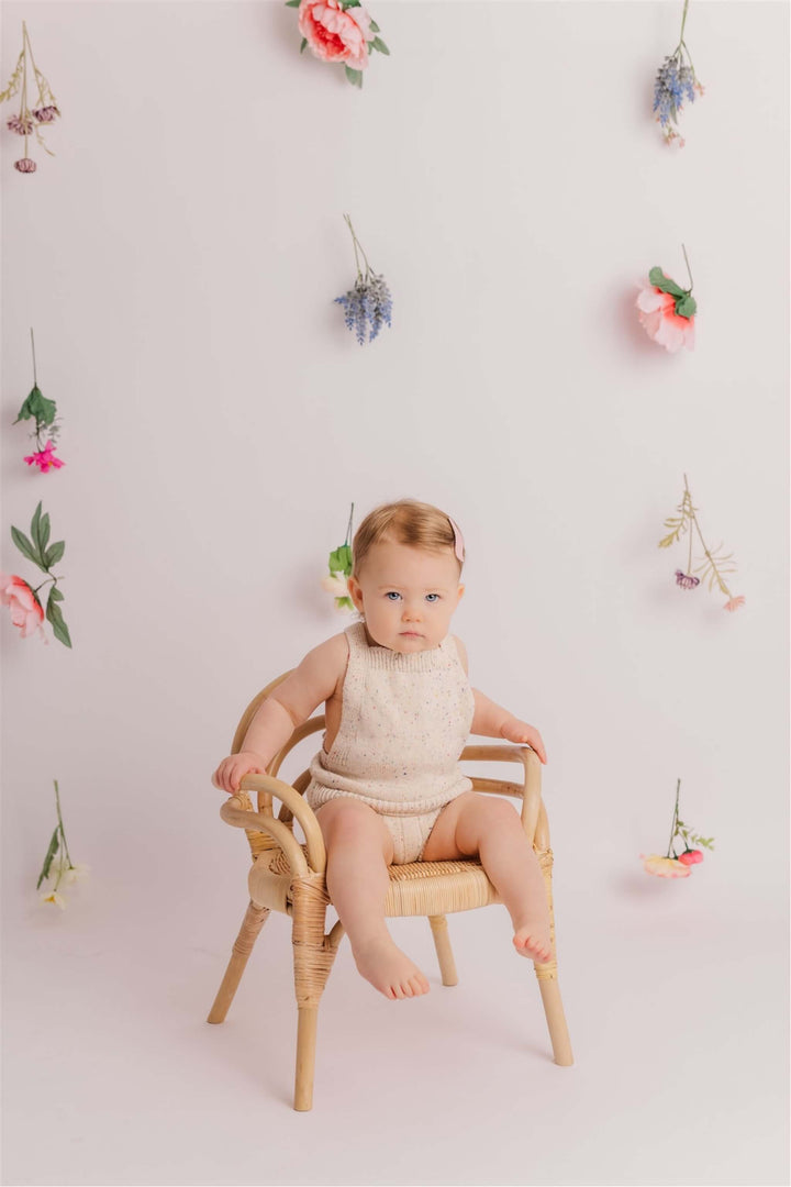 Sprinkle Knit Top and Bottom Bloomer Set Oat