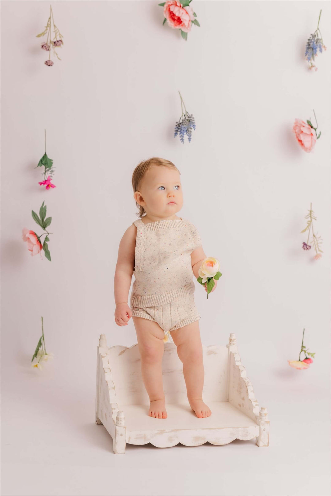 Sprinkle Knit Top and Bottom Bloomer Set Oat