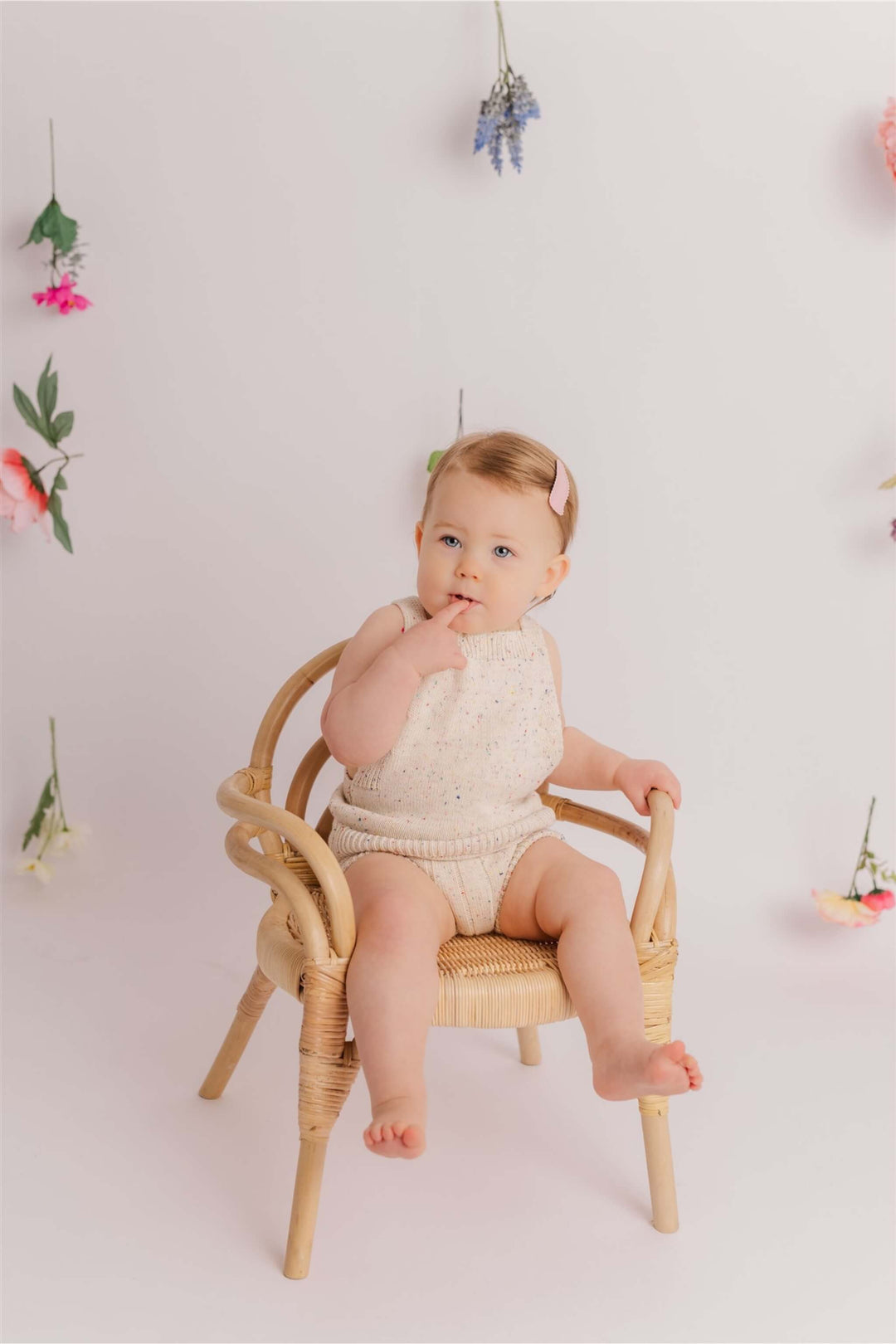 Sprinkle Knit Top and Bottom Bloomer Set Oat