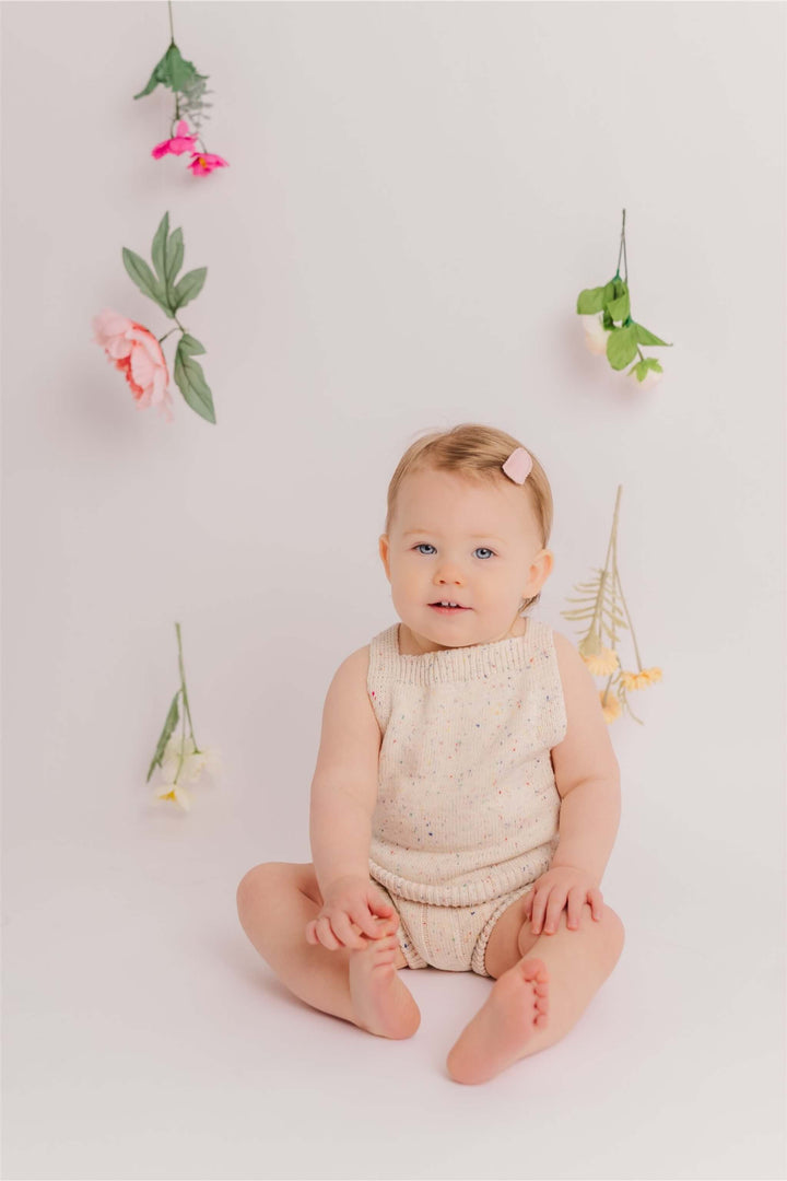 Sprinkle Knit Top and Bottom Bloomer Set Oat