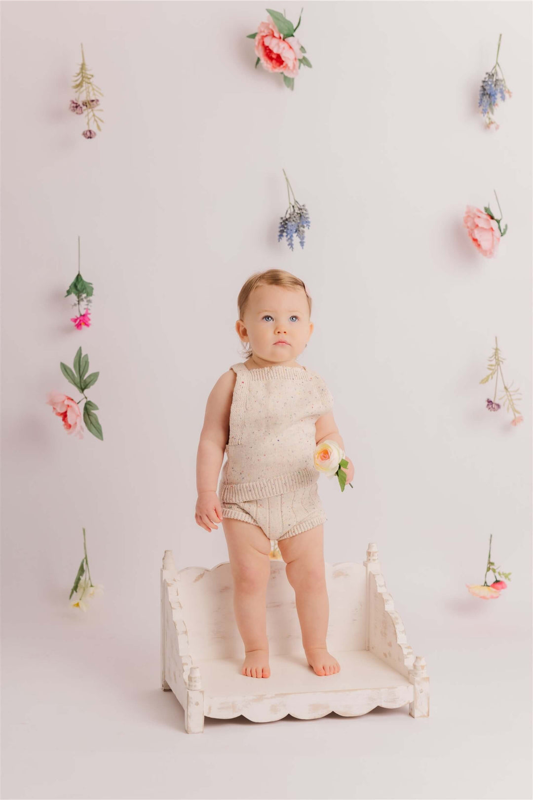 Sprinkle Knit Top and Bottom Bloomer Set Oat