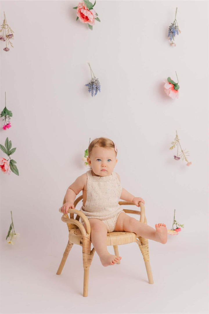 Sprinkle Knit Top and Bottom Bloomer Set Oat