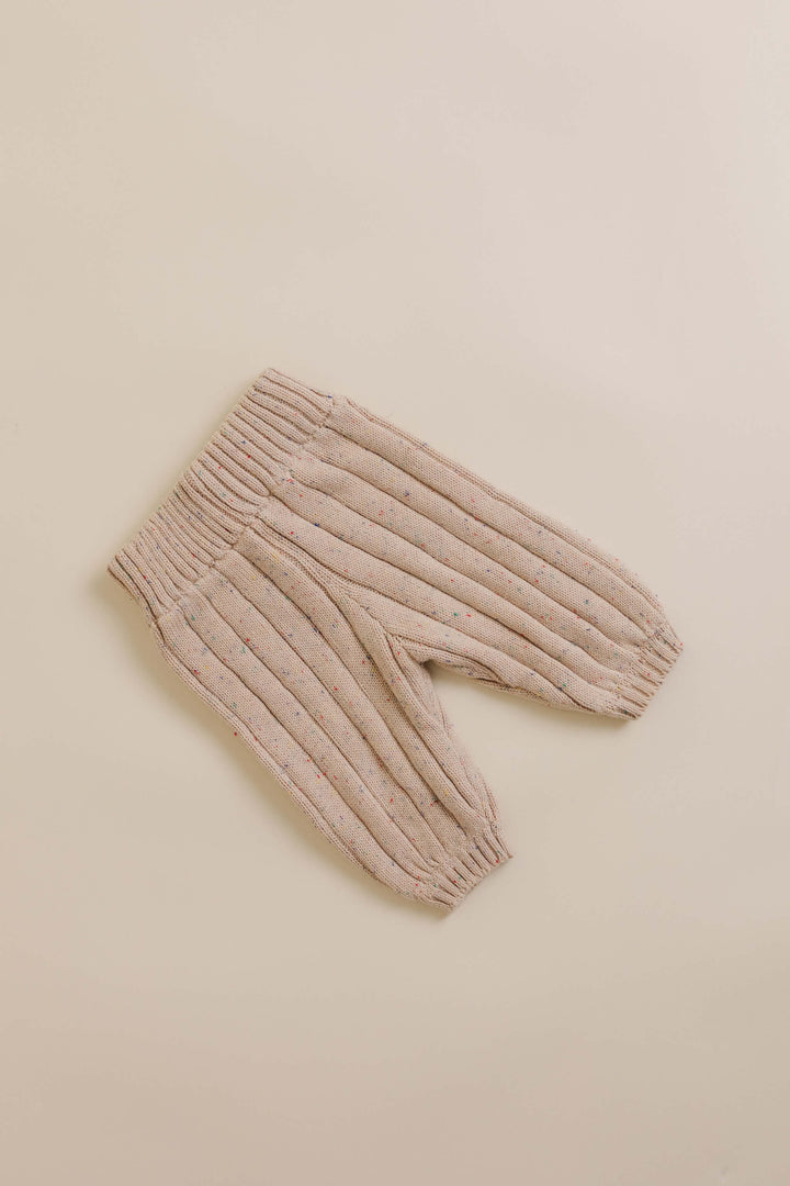 Sprinkle Knit Wide Ribbed Pants Hazelnut