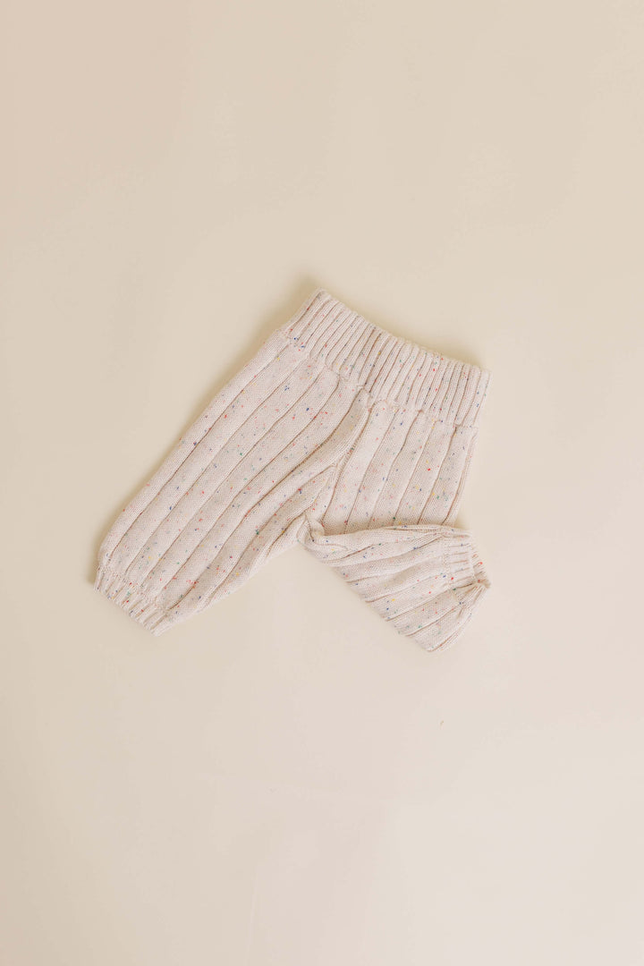 Sprinkle Knit Wide Ribbed Pants Oat