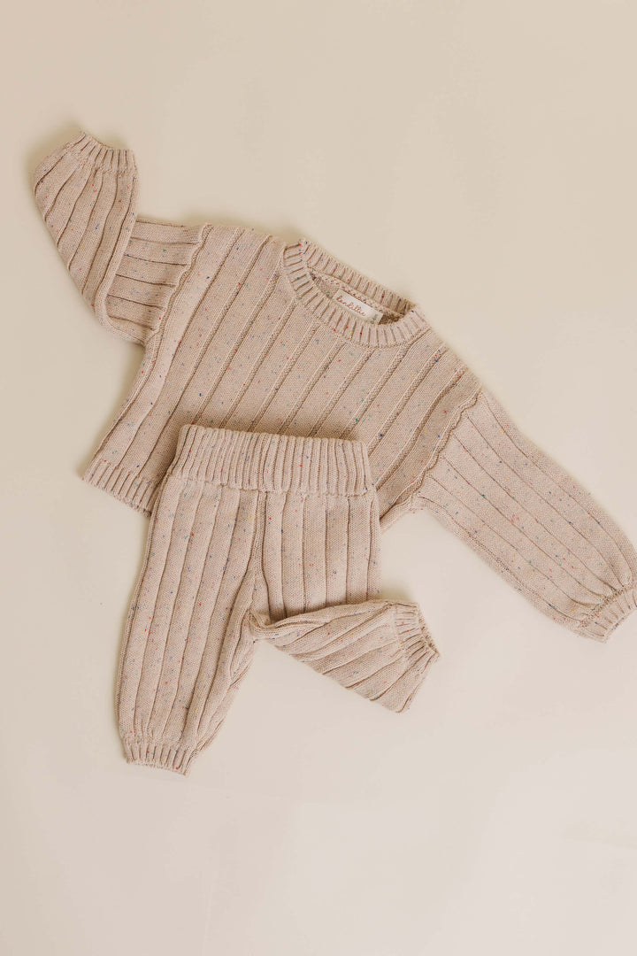 Sprinkle Knit Wide Ribbed Set Hazelnut