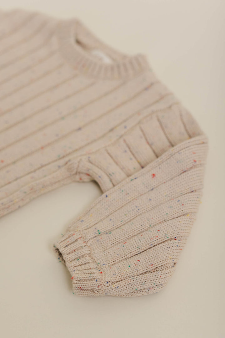 Sprinkle Knit Wide Ribbed Sweater Hazelnut