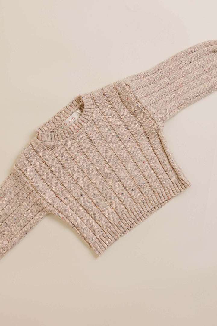 Sprinkle Knit Wide Ribbed Sweater Hazelnut