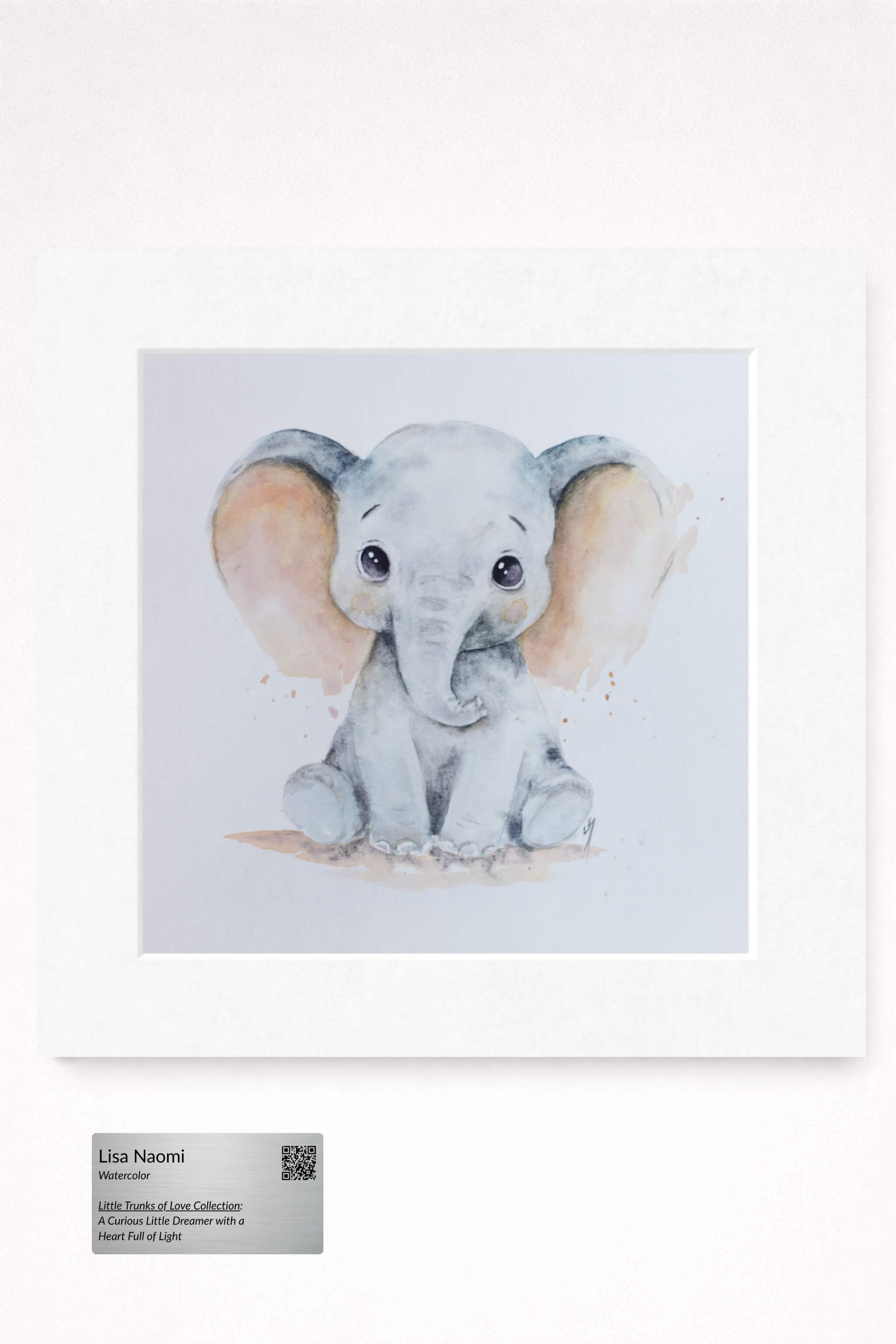 watercolor elephant in pink color tone by lisa naomi
