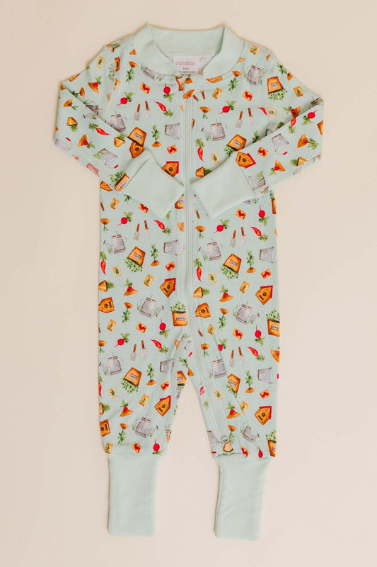 Happy Garden print in green