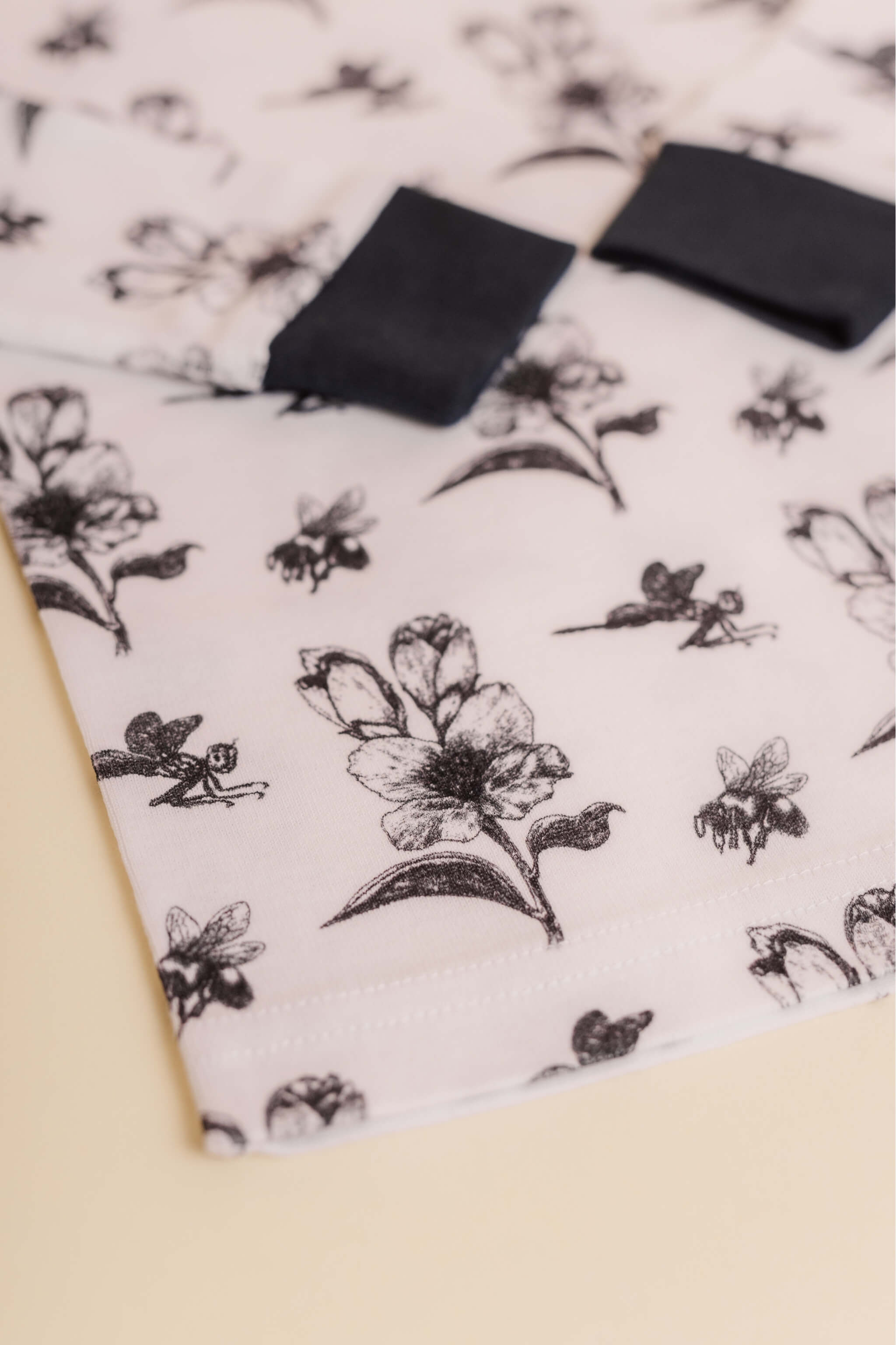 organic cotton children's long sleeve sleepwear in black ink print designed by chewie co