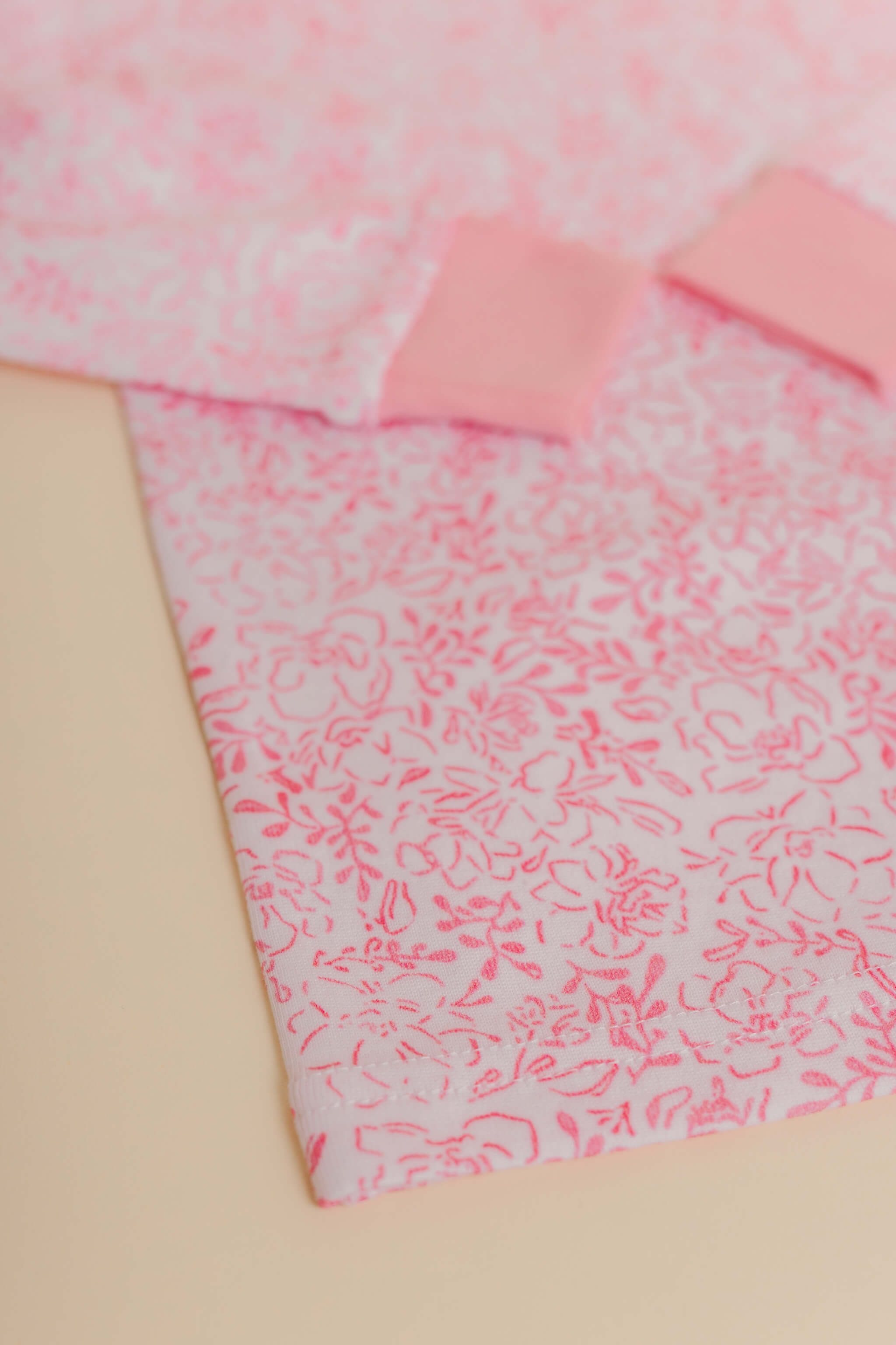 organic cotton children's long sleeve sleepwear in pink floral print designed by eliza baucom