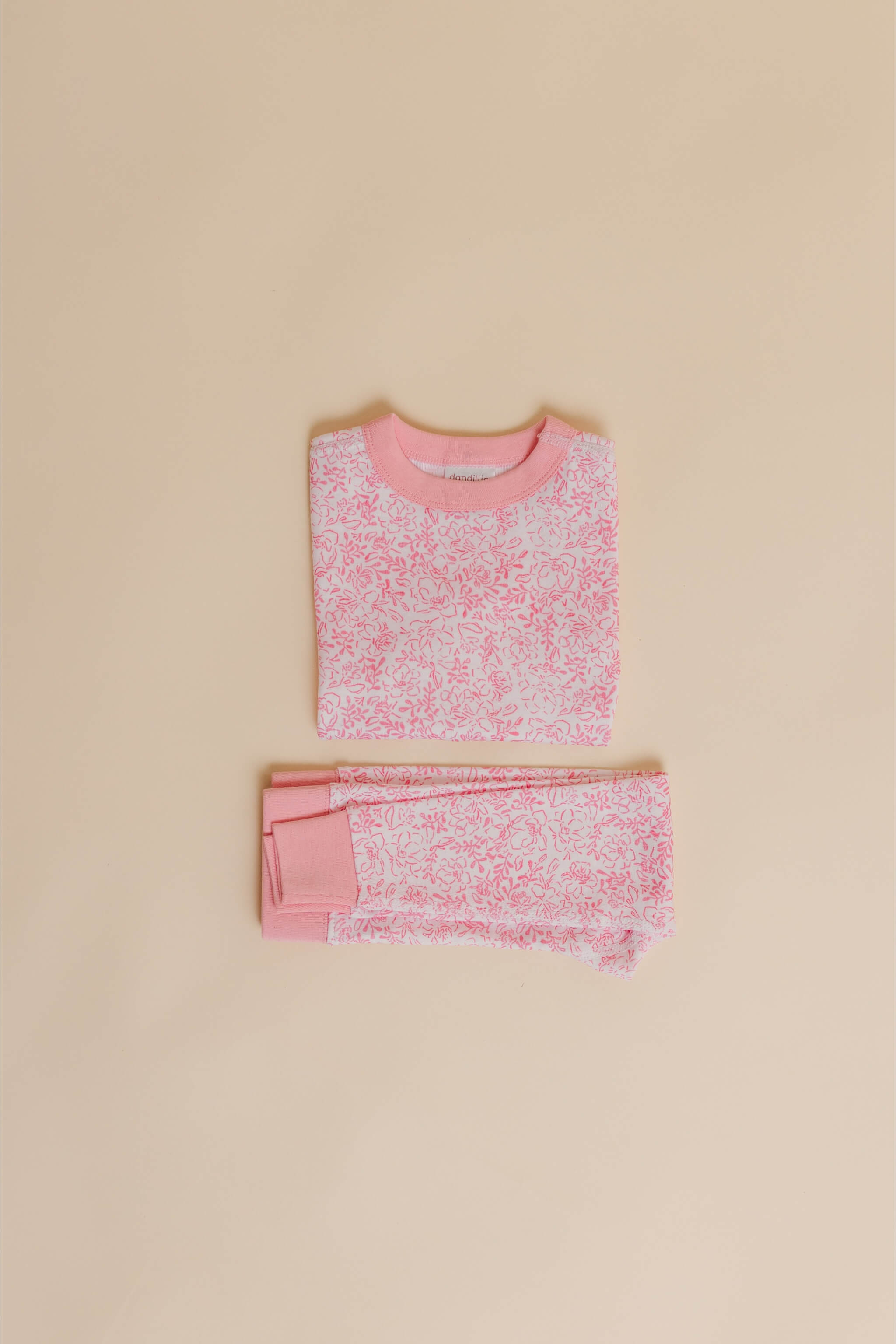 organic cotton children's long sleeve sleepwear in pink floral print designed by eliza baucom