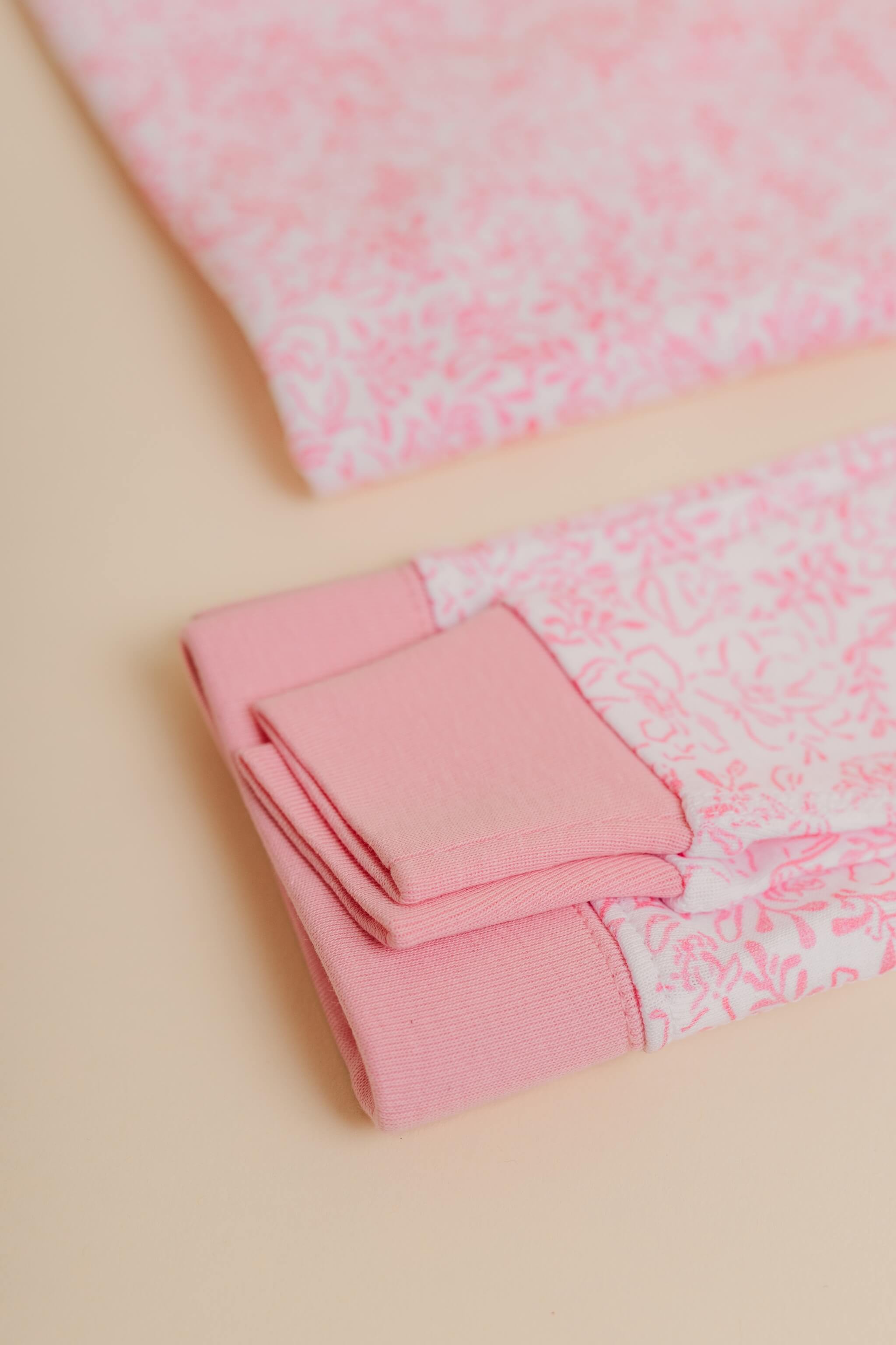 organic cotton children's long sleeve sleepwear in pink floral print designed by eliza baucom